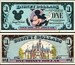 1 Disney Dollars United States 1990. Uploaded by SONYSAR